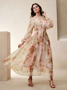 Anewsta Váy dài tay Aline ngày lễ & lễ hội, trang phục nữ tay dài thanh lịch, xuân/hè - Hồng - Xem 3