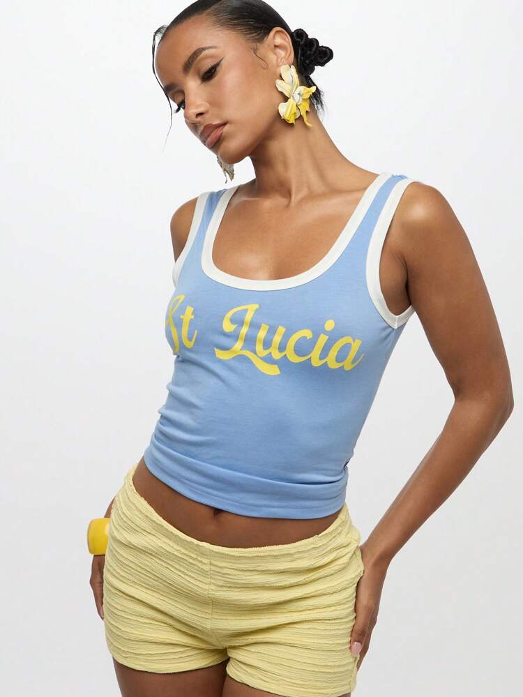 SUMWON WOMEN St Lucia Graphic Racerback Cotton Tank Top For Women