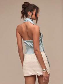 SHEIN BAE Women's Halter Flowy Tunic Top, Elegant For Summer, Graduation, Wedding Season - Green - View 2