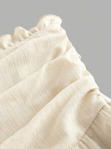 SHEIN MOD Plus Size Women's Apricot Ruffle Hem Wide Leg Jumpsuit