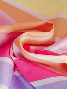 Toddler Girls' Holiday Style Woven Colorful Striped Digital Floral Print Spaghetti Strap Jumpsuit With Bow Decor, Suitable For Daily Wear, Outings, Beach Vacations, Family Gatherings Summer Holiday - Multicolor - View 7