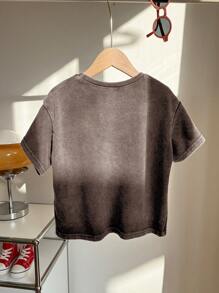 SHEIN 1 Piece Young Boy Casual Sports Academy Japanese And Korean Loose Fit Water-Washed Soft Comfortable Round Neck T-Shirt Suitable For Kids Young Boy Back To School Suitable For Birthday Parties, Parties, Performances, Weddings, Baptisms, Back To School Daily Suitable For School Suitable For Travel Suitable For Sports Suitable For Spring And Summer