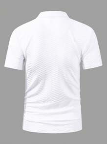 Manfinity CasualCool Manfinity EMRG Men's Casual Everyday Wear, Ins Inspired Design, Classic Textured Knit Short Sleeve Polo Shirt, Button Placket, Suitable For Music Festivals, Vacations And Daily Looks, Men's Color Block Textured Fabric Casual Polo Shirt, Gift For Husband Or Boyfriend