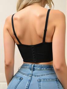 SHEIN 1 pièce Soutien-gorge avec armature, décoration de nœud papillon en dentelle contrastante pour femmes - Noir - Voir 2