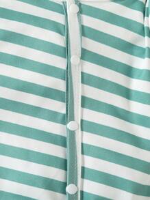 4件套新生儿简约可爱熊印花长袖连脚连体睡衣套装 - 綠色 - 查看 5