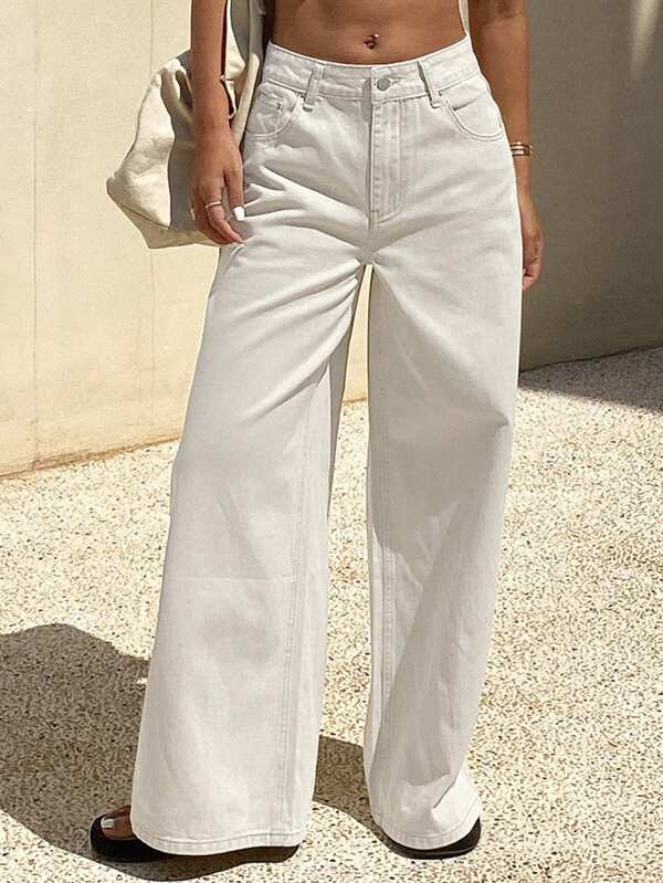 Livesso Summer New Solid Color Casual Resort Business Casual Women Jeans