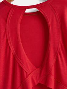 SHEIN Essnce Women Round Neck Plain Backless Casual Daily Spring And Summer Short-Sleeved T-Shirt