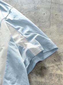 AXEPEAK Maglietta a maniche corte casual e morbida in maglia con effetto patchwork, adatta per il look da strada, per giovani uomini
