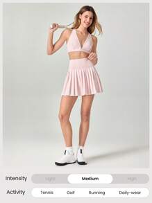GLOWMODE Pleated Tummy Control Pocket Skirt With Hidden Shorts Light Support Tennis Golf Daily Gym Summer