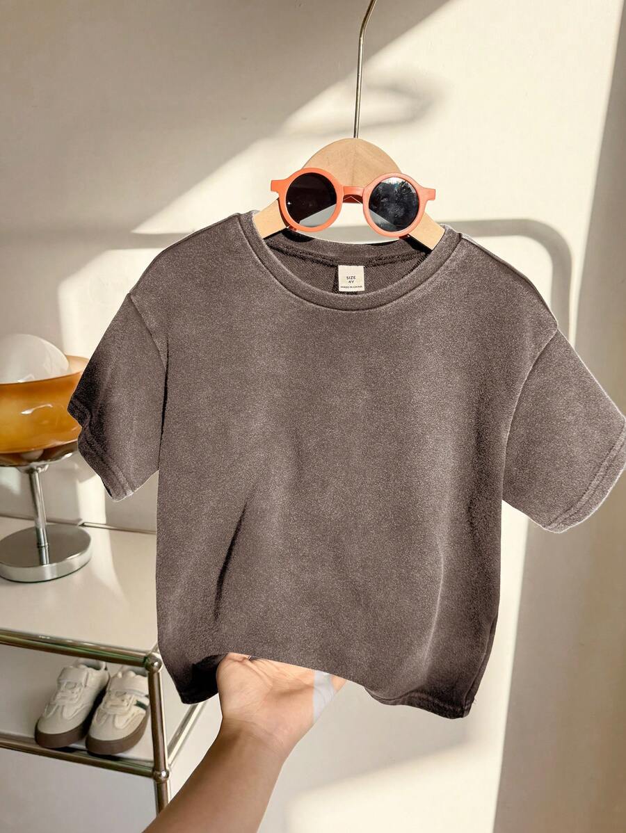 SHEIN 1 Piece Young Boy Casual Sports Academy Japanese And Korean Loose Fit Water-Washed Soft Comfortable Round Neck T-Shirt Suitable For Kids Young Boy Back To School Suitable For Birthday Parties, Parties, Performances, Weddings, Baptisms, Back To School Daily Suitable For School Suitable For Travel Suitable For Sports Suitable For Spring And Summer