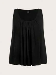 SHEIN BASICS Chaleco de punto de cuello redondo de unicolor informal y de talla grande, de verano