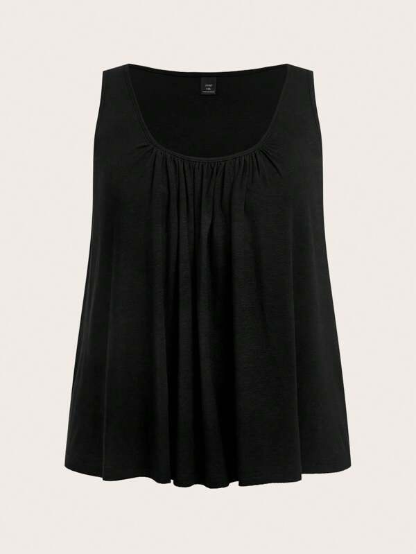 SHEIN BASICS Vestă de vară tricotată cu guler rotund, culoare solidă, mărime plus, casual