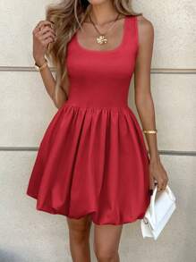 SHEIN LUNE Pastel Yellow Cute Ruffled Skirt, Ins Style, Suitable For Spring/Summer,Boho Clothes Women - Red - View 6