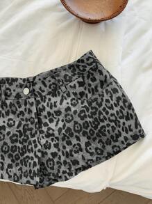 Comfortcana Quần short họa tiết da báo cạp thấp cho lễ hội âm nhạc miền Tây mùa hè - Xám - Xem 4