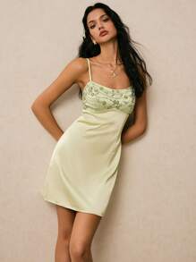 Poéselle Damen Mini-Kleid mit Spaghettiträgern, modisch und geeignet für den Sommer