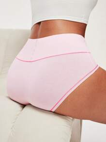 LUVLETTE 3-Pack Airy Cotton Basic High Waist Briefs Waist Tummy Control Women Underwear Panties Set-Colorful Design  Lingerie As Outerwear - Multicolor - View 12