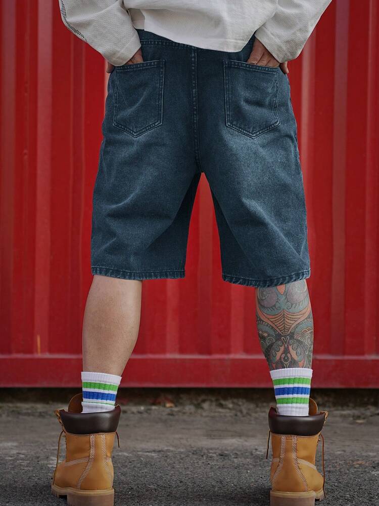 Summer Solid Black Casual Denim Shorts