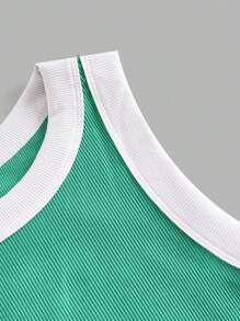 Tseoso Women Ribbed Trim Slim Fit Casual Camisole For Summer - Green - View 3