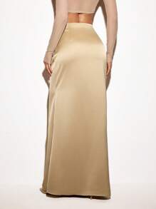 VIOLA AND VESPER Warm Sand Elegant High-Waist Satin Mermaid Maxi Skirt Women Summer Outfits