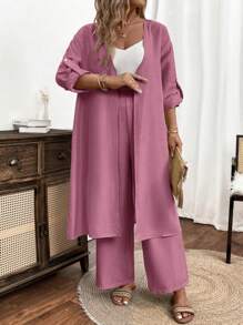 SHEIN LUNE 大码女士梭织休闲度假夏季两件套