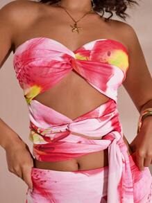 Opulessa Camisola de malha com estampa slim fit para mulheres - Rosa - Ver 1