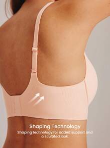 LUVLETTE 梦幻曲线支撑+粉色无线聚拢T恤基本款自由文胸舒适必备单品 - 粉色 - 查看 6