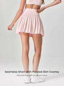 GLOWMODE Pleated Tummy Control Pocket Skirt With Hidden Shorts Light Support Tennis Golf Daily Gym Summer