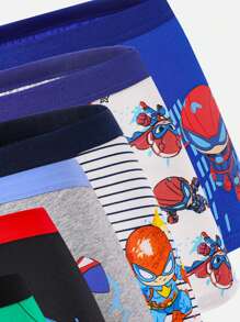 6 Pcs Tween Boy Vibrant Superhero Print Boxer Briefs - Multicolor - View 4