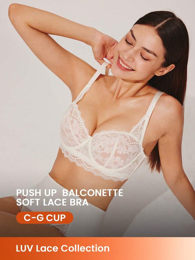 女性のランジェリー ラウンジ カーブ バルコネット プッシュアップ & 通気性のあるアンダーワイヤー セクシー アンラインド ホワイトレース エレガンス & メッシュ ミニマイザーブラ ブライダルインティメイツ ウェディングブラ