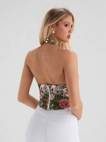 Glamine Women's Vacation Floral Jacquard Fashion Sleeveless Tank Top - Multicolor - View 2