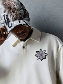 NEON BLANC Áo thun nam cơ bản màu trắng có họa tiết thêu, phong cách đường phố, mùa hè - trắng - Xem 4