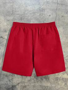 AXEPEAK 男士标语图案T恤和短裤夏季服装，街头风格