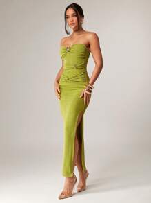 Silquee 1 chiếc váy dài cho nữ, thời trang cho mùa hè - Màu xanh chanh - Xem 4