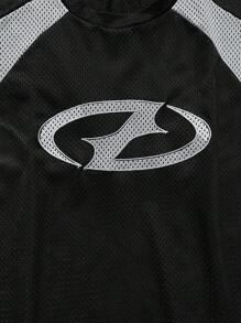 AXEPEAK 男士宽松针织镂空短袖圆领T恤，夏季 - 黑色 - 查看 5