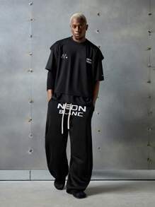 NEON BLANC 3-Pack Men's Streetwear Style Letter Graphic Knitted Tank Tops, Suitable For Summer