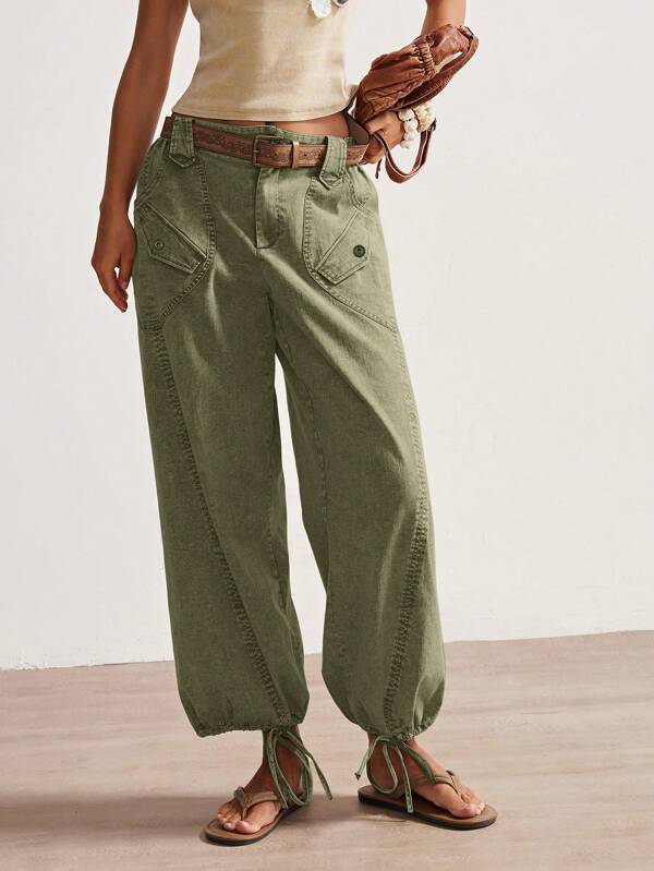 Bohemela Women's Low-Waist Joggers With Pockets, Casual & Versatile Pants Women Loose Pants Women Linen Pants Boho Pants Tie Leg Pants Balloon Leg Pants