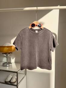 SHEIN 1 Piece Young Boy Casual Sports Academy Japanese And Korean Loose Fit Water-Washed Soft Comfortable Round Neck T-Shirt Suitable For Kids Young Boy Back To School Suitable For Birthday Parties, Parties, Performances, Weddings, Baptisms, Back To School Daily Suitable For School Suitable For Travel Suitable For Sports Suitable For Spring And Summer