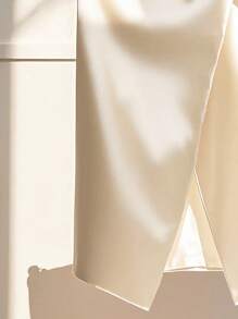 Franclia 女士时尚休闲缎面中裙 - 杏色 - 查看 4