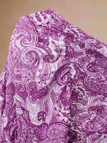 Flirla 大码女式腰果印花波西米亚风格长裙 - 紫色 - 查看 4