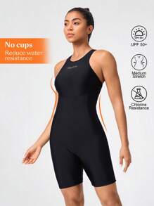 Swim Nautrix 1 Mảnh Quần Short Không Tay Dây Đen Trơn Màu Phong Cách Đồ Bơi Thanh Lịch, Mùa Hè - màu đen - Xem 2