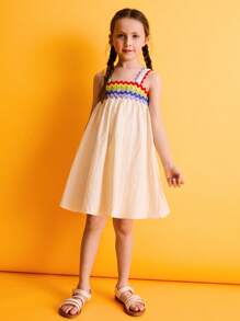 SHEIN 年轻女孩的可爱彩色Z字形吊带夏装 - 彩色 - 查看 3