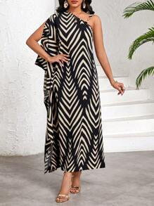 SHEIN Lady Women's Vacation Striped Batwing Loose Casual Maxi Dress