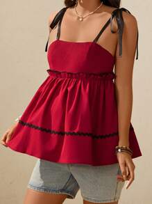 SHEIN Maternity Vacation Casual Color Block Strap Dress - White - View 2