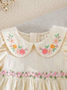 Cozy Pixies 女童花卉印花彼得潘领泡泡袖束腰连衣裙