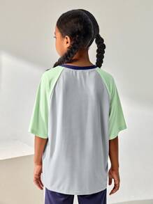 Back To School Clothes, Tween Girl And Boy Clothes Outdoor Professional Sports Short Sleeve T-Shirt, Children's Round Neck Patchwork Contrast Color Professional Outdoor Sports T-Shirt - Multicolor - View 4