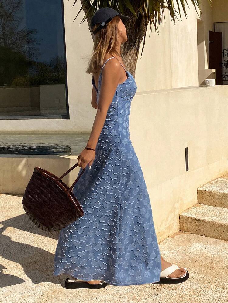 Robe mi-longue en dentelle jacquard pour femmes, tenues de vacances femmes bohème