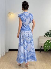 Modelyn 2pcs Floral Printed Set - Blue - View 4