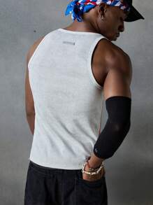 NEON BLANC Men's Streetwear Style Star & Stripe Letter Print Knit Tank Top, Suitable For Summer, School - Red and White - View 3