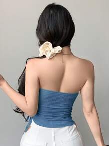 DAZY Blusa asimétrica con drapeado para mujeres
