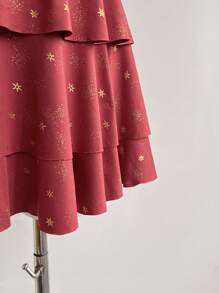 Sweetra Robe courte asymétrique pour femmes, bordeaux, printemps/été - Rouge foncé - Voir 5